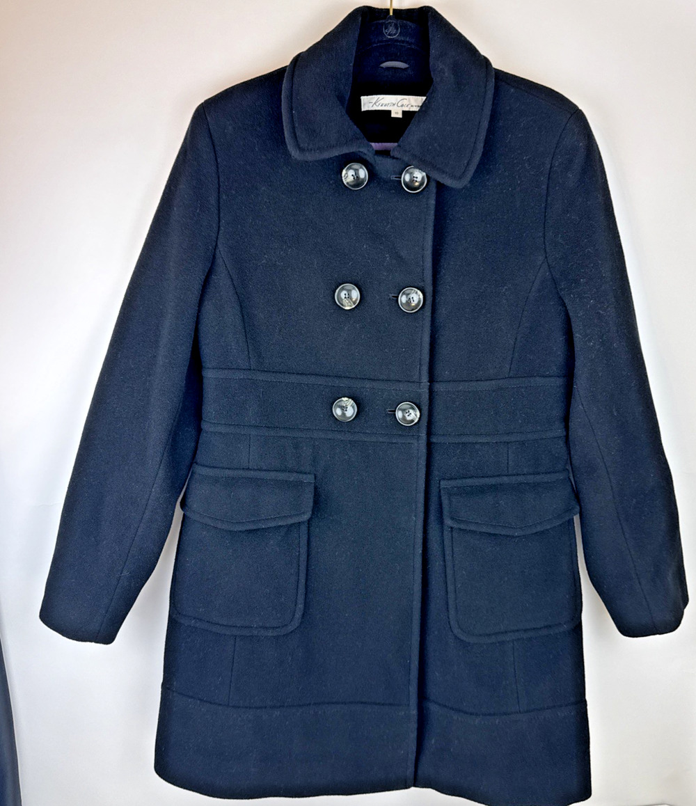 Kenneth Cole NYwomens wool blendBlack Coat Double Breasted Peacoat coat Sz 10